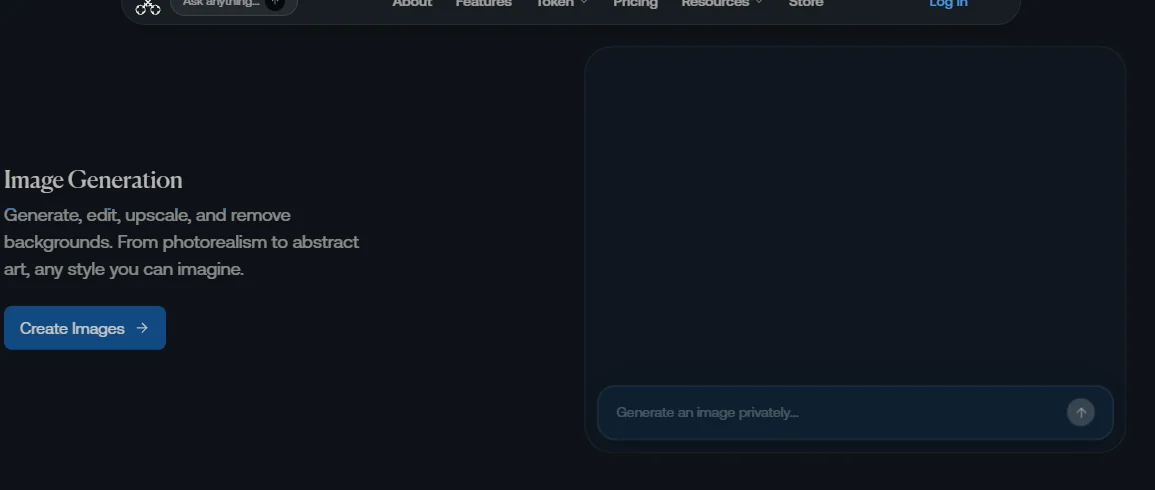 Detailausschnitt einer öffentlichen Venice AI Produktsektion